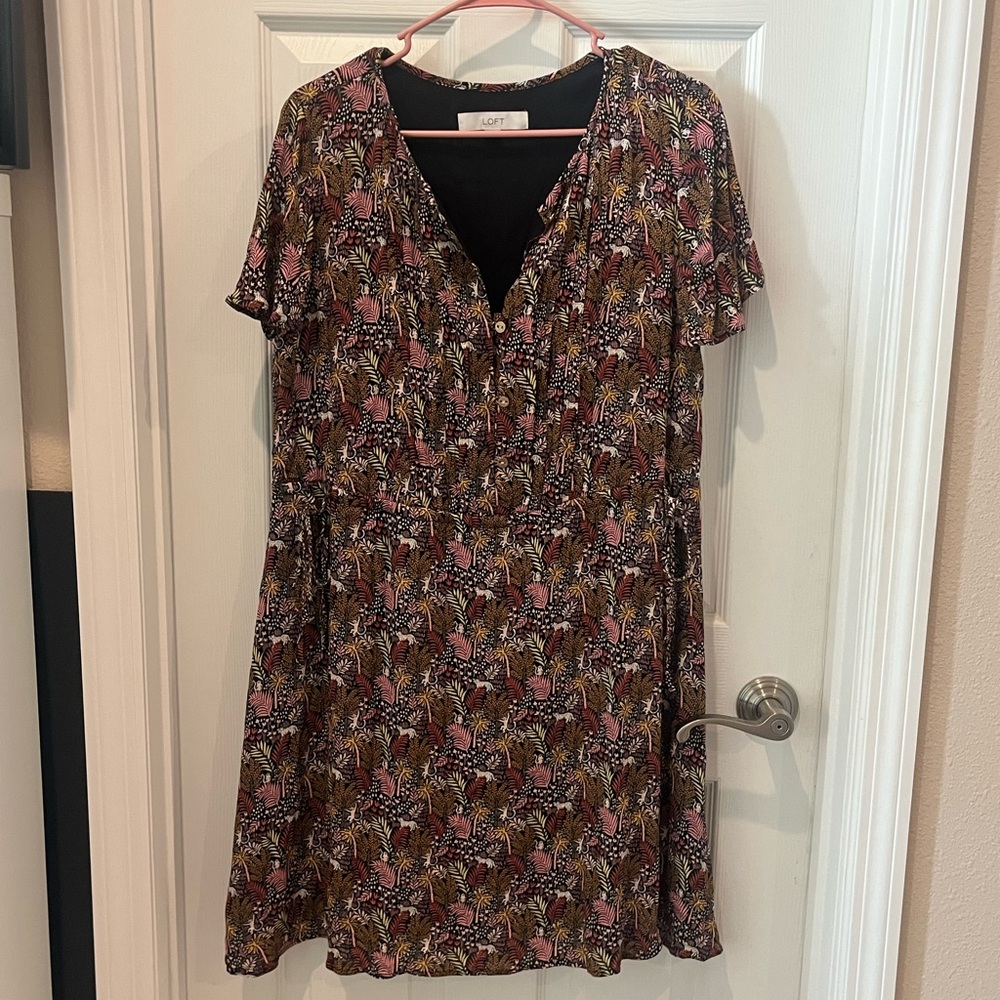 LOFT Cream Flutter Sleeve Dress
